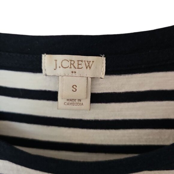 J Crew Factory Womens S T-Shirt Dress 3/4 Sleeve Striped Navy Blue White 100% Co - Picture 6 of 9